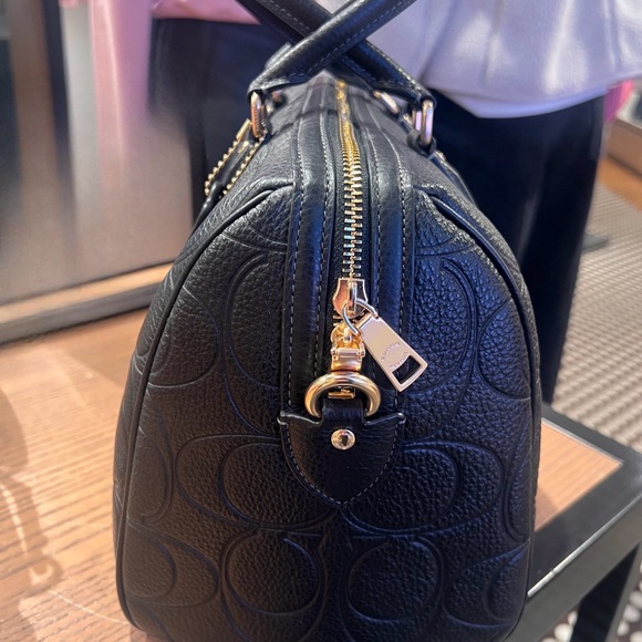 Coach Black Embossed Leather Rowan Satchel - Picture 3 of 3